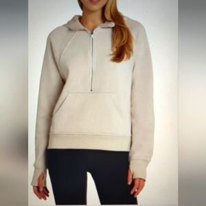 Danskin Womens Beige Half Zip Fleece Hoodie Cotton Blend NWT Size Medium